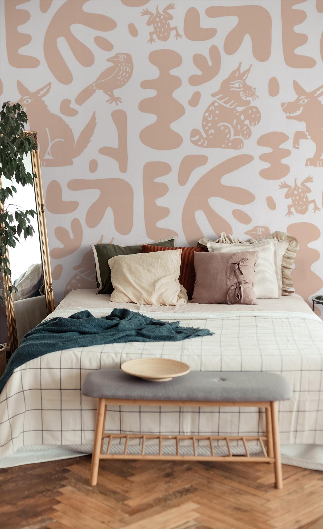 Abstract Animales Wallpaper, peach