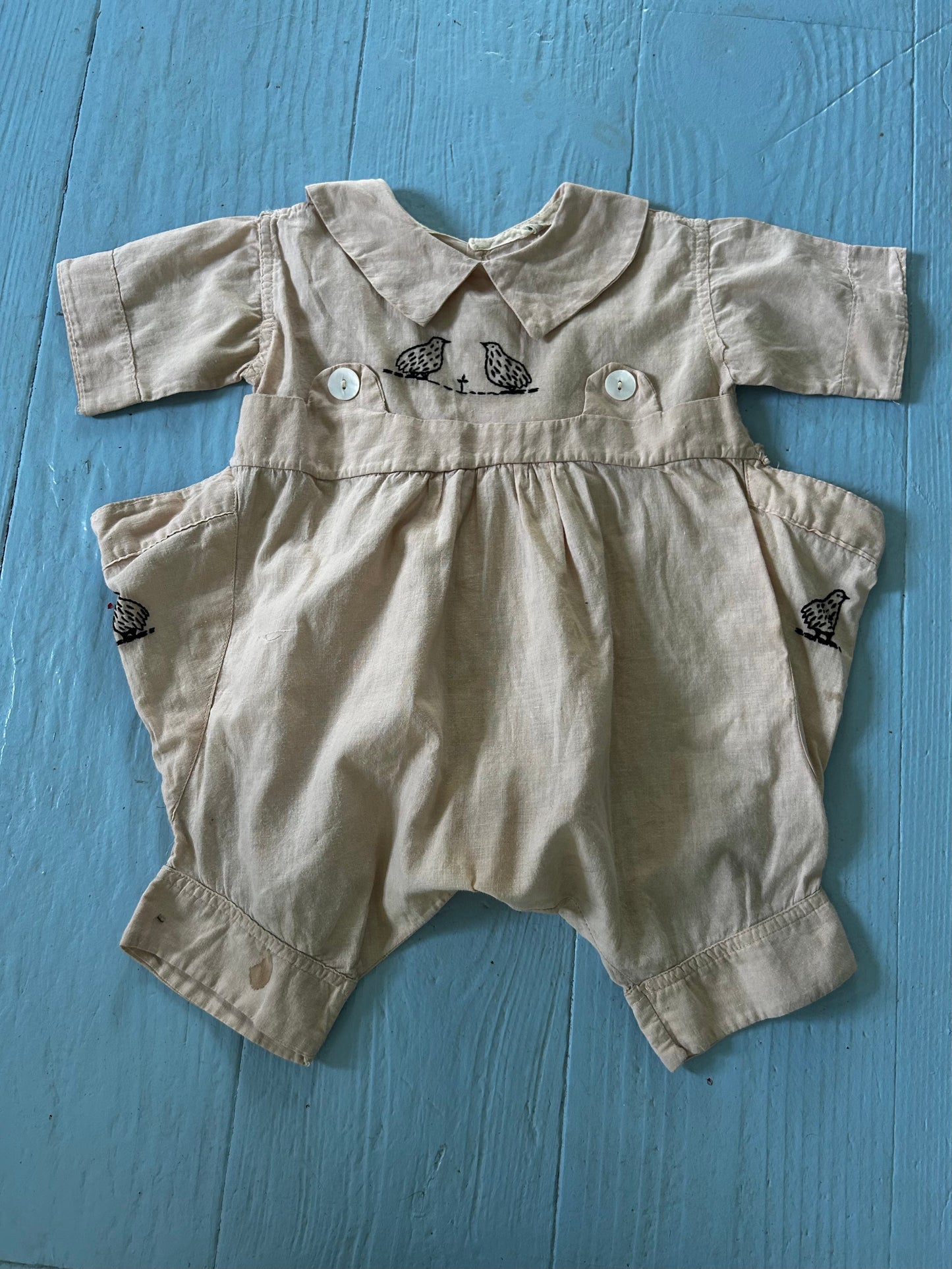 Antique 1920s Embroidered Baby Romper