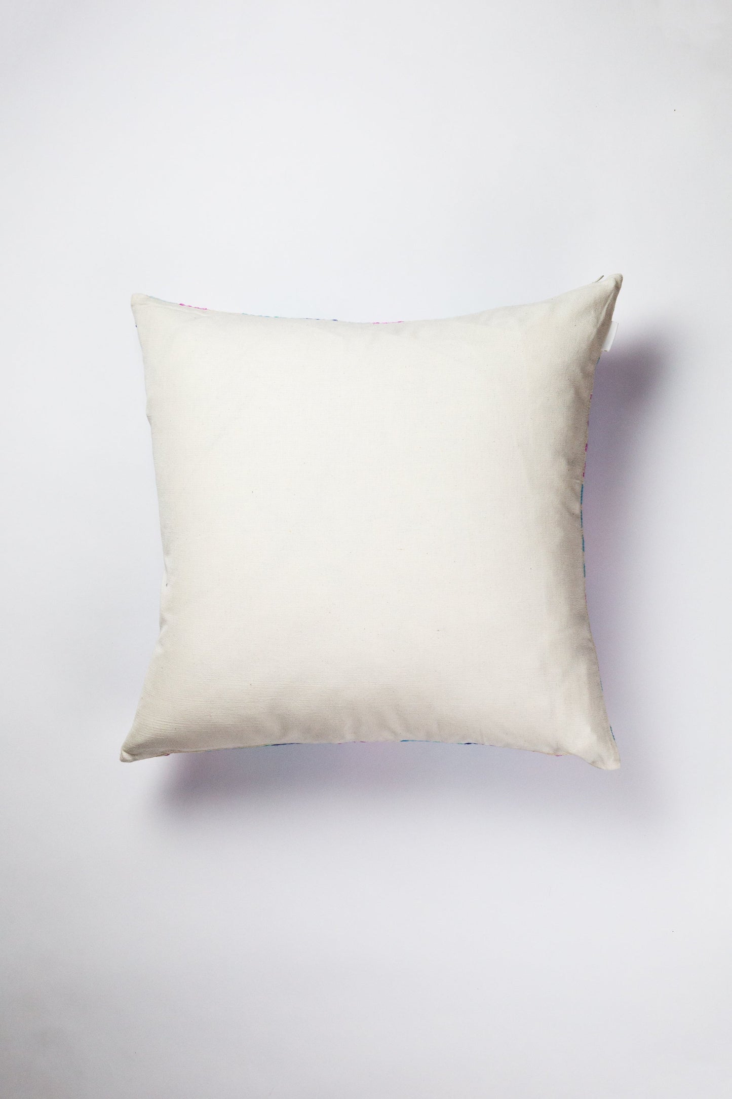Checkered Brocade Pillow - Pink & Blue - Square