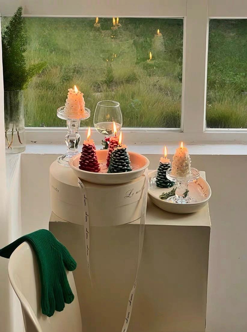 3 Pcs - Pine Cone Scented Soy Wax Candles ( $13.3 Each ) - Christmas Decorative Candles