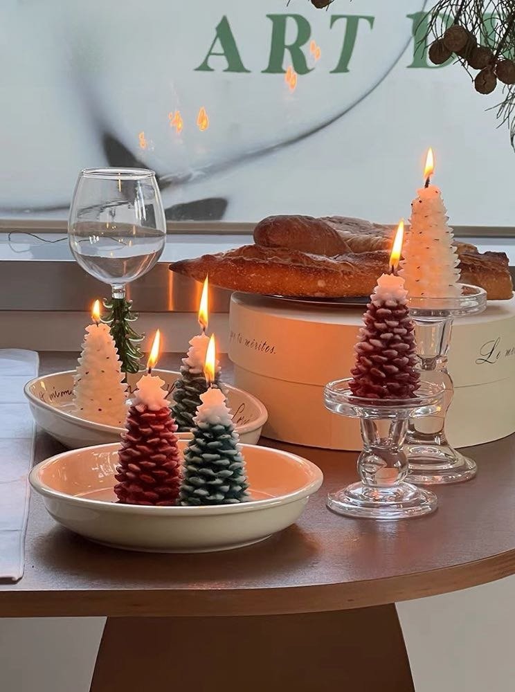 3 Pcs - Pine Cone Scented Soy Wax Candles ( $13.3 Each ) - Christmas Decorative Candles