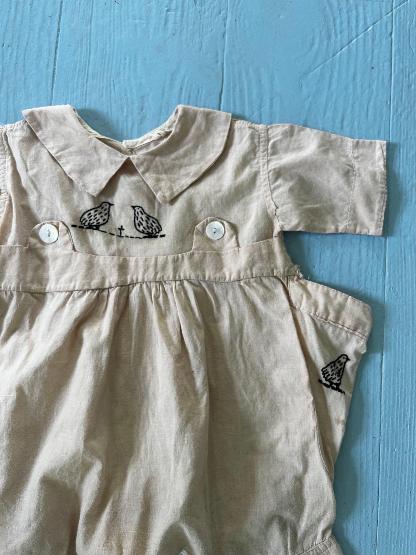 Antique 1920s Embroidered Baby Romper