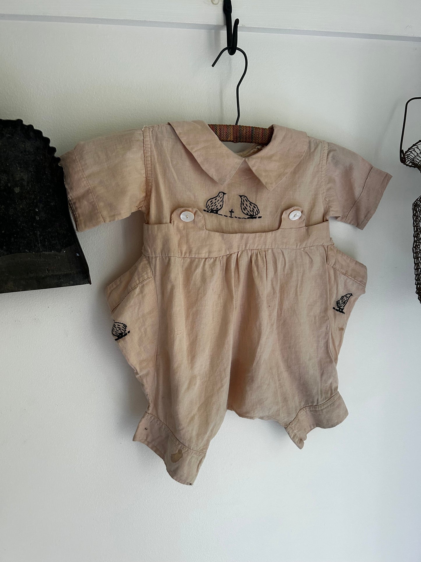 Antique 1920s Embroidered Baby Romper