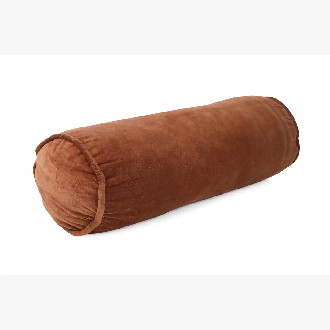 Velvet Handmade bolster Pillow Rust - 18x7 Inches
