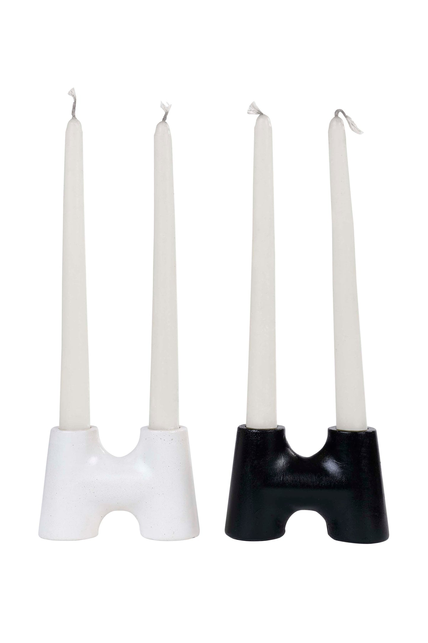 "H" Style Nordic Concrete Candle Holder - Black (Set of 2)