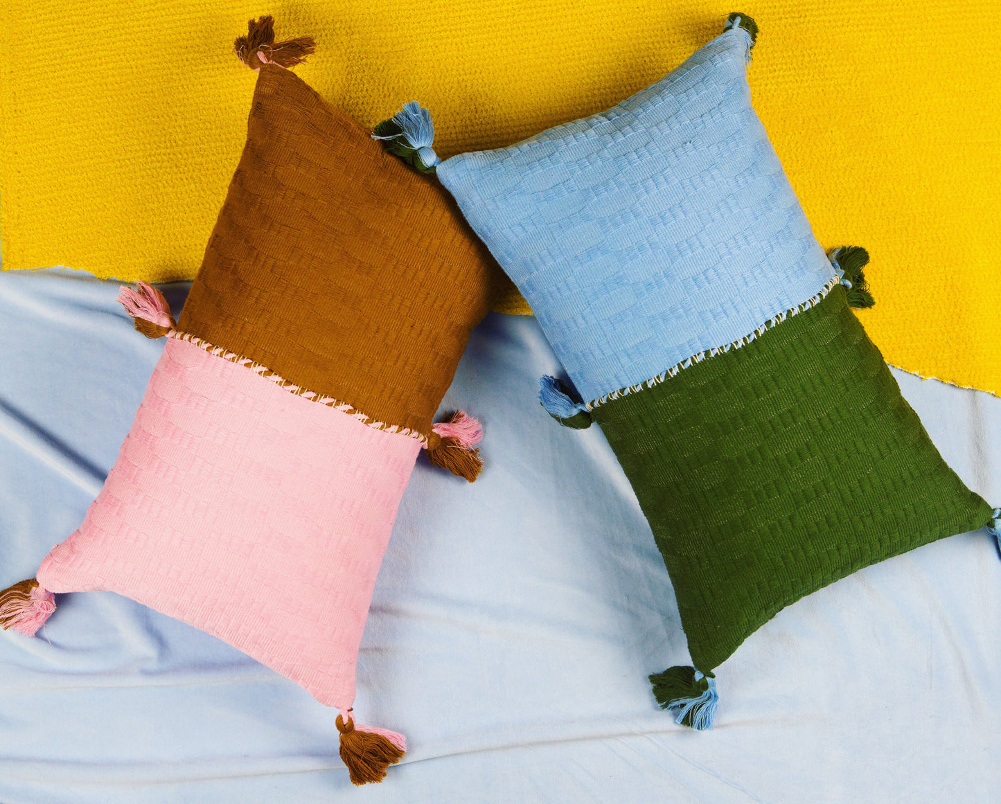 Antigua Pillow - Baby Pink & Umber Colorblocked