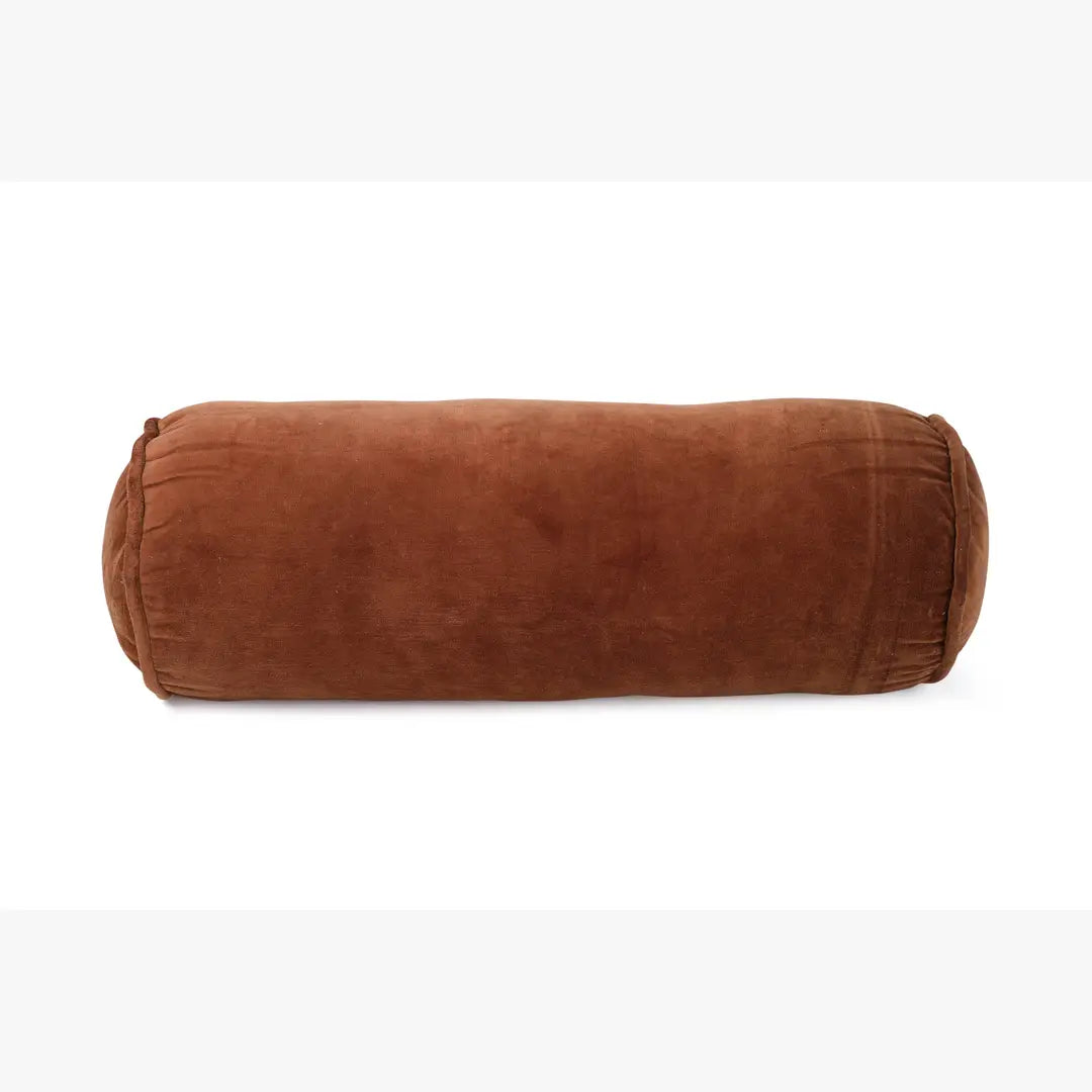 Velvet Handmade bolster Pillow Rust - 18x7 Inches