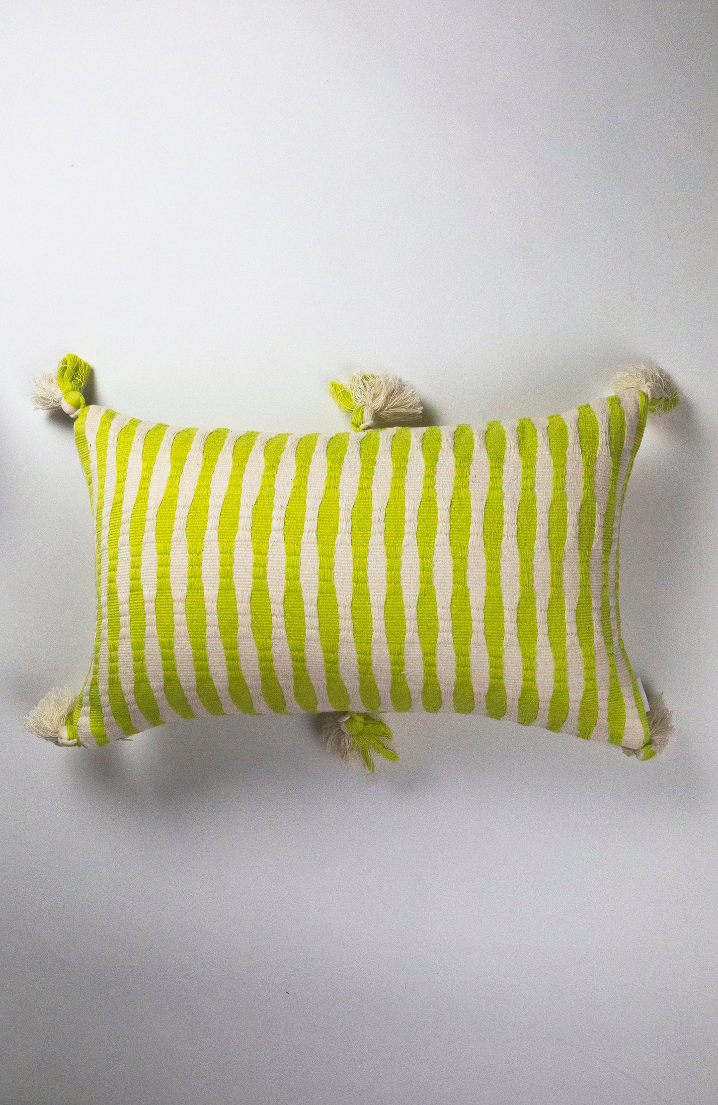 Antigua Pillow - Lemon Lime + Ivory Stripe