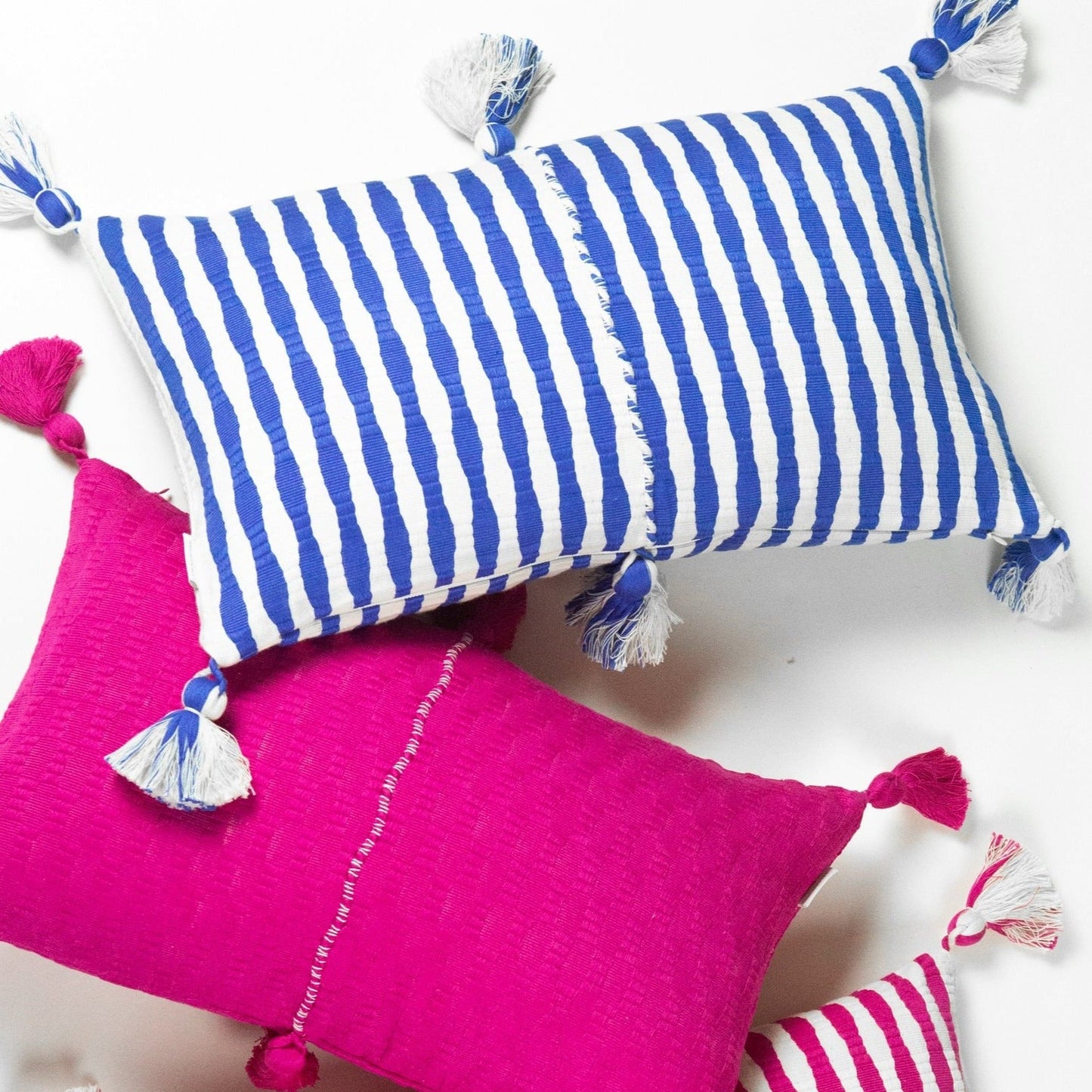 Antigua Pillow - Medium Blue Stripe