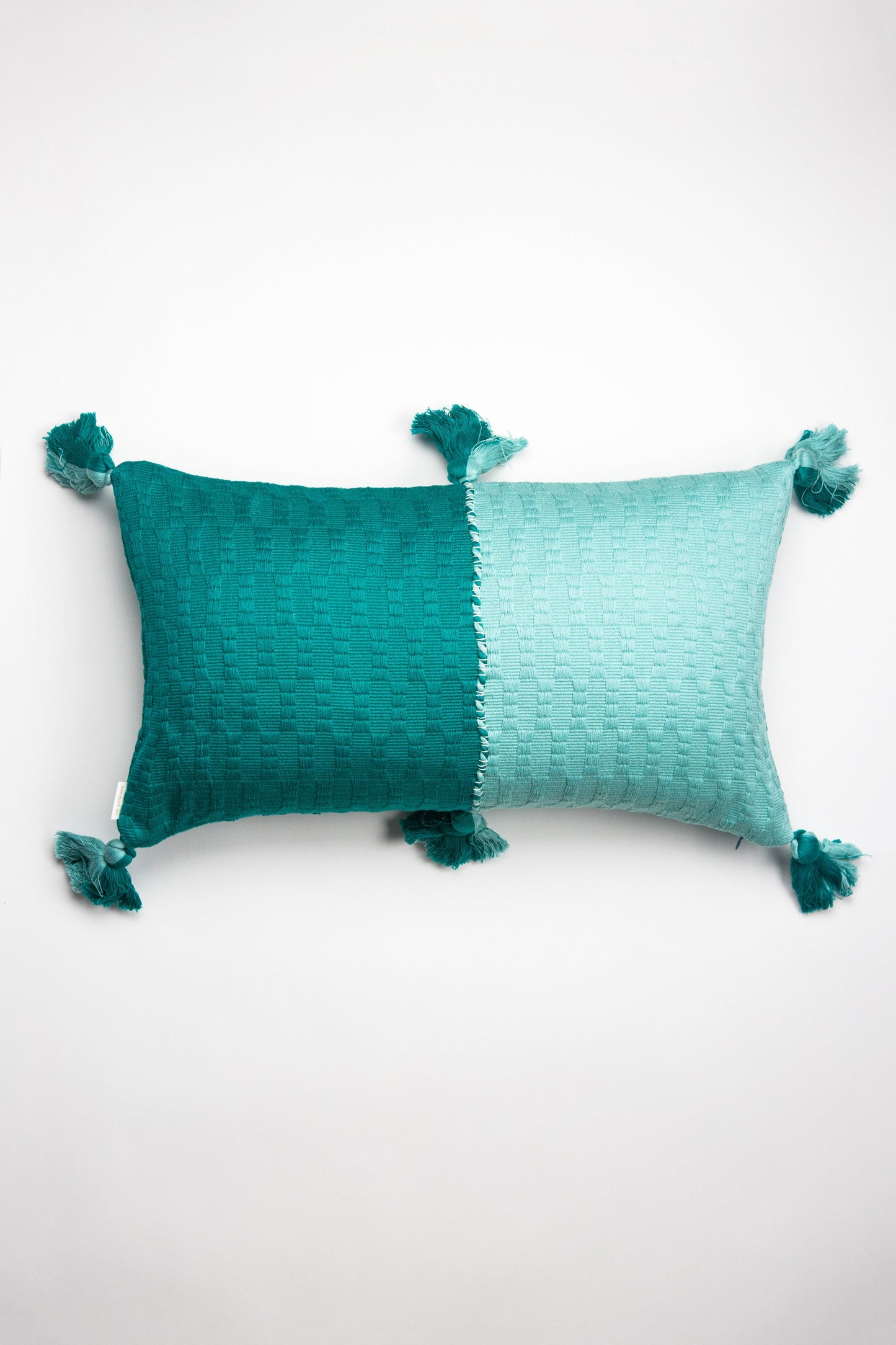 Antigua Pillow - Jade and Faded Aqua Colorblocked