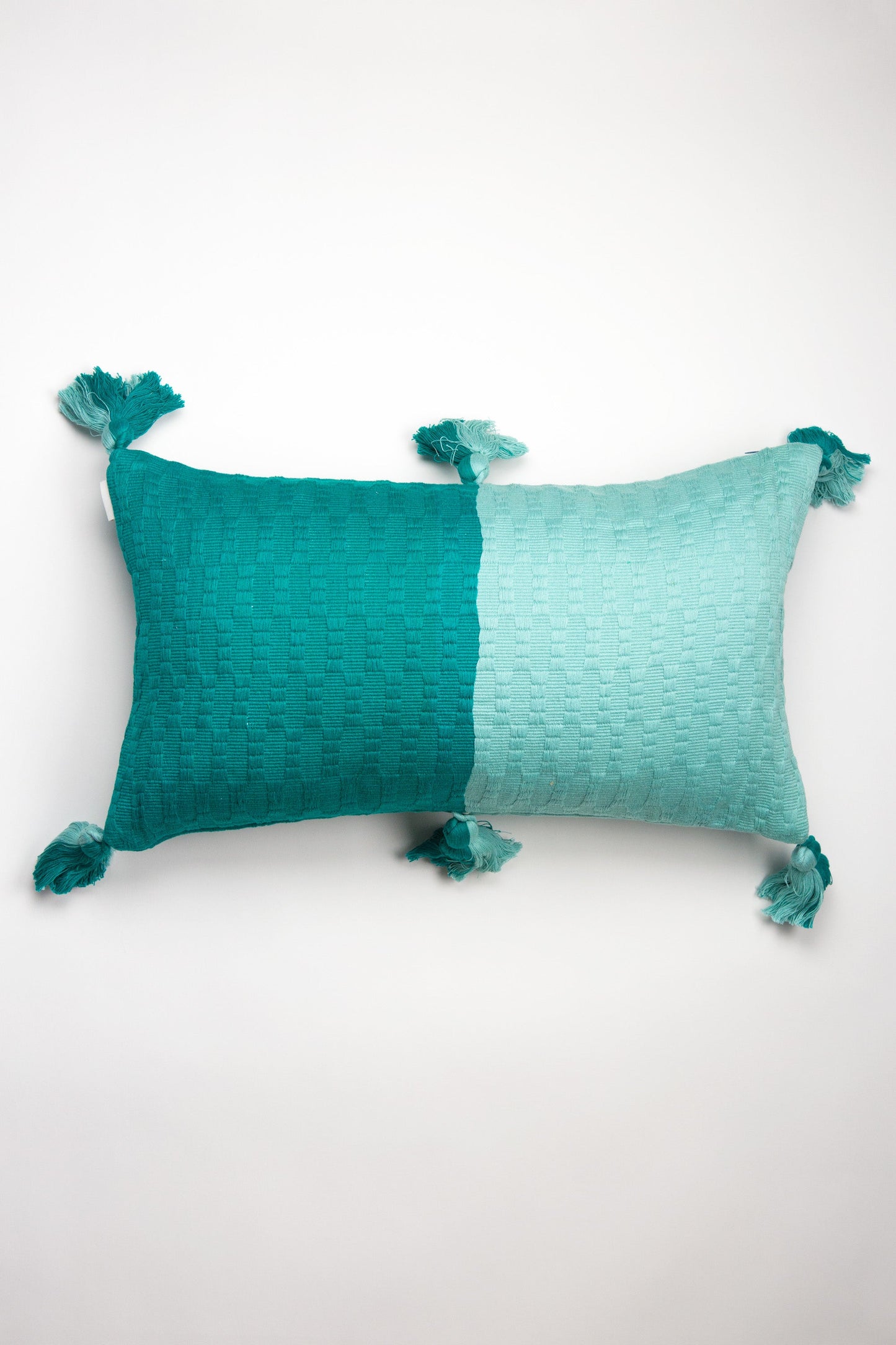 Antigua Pillow - Jade and Faded Aqua Colorblocked