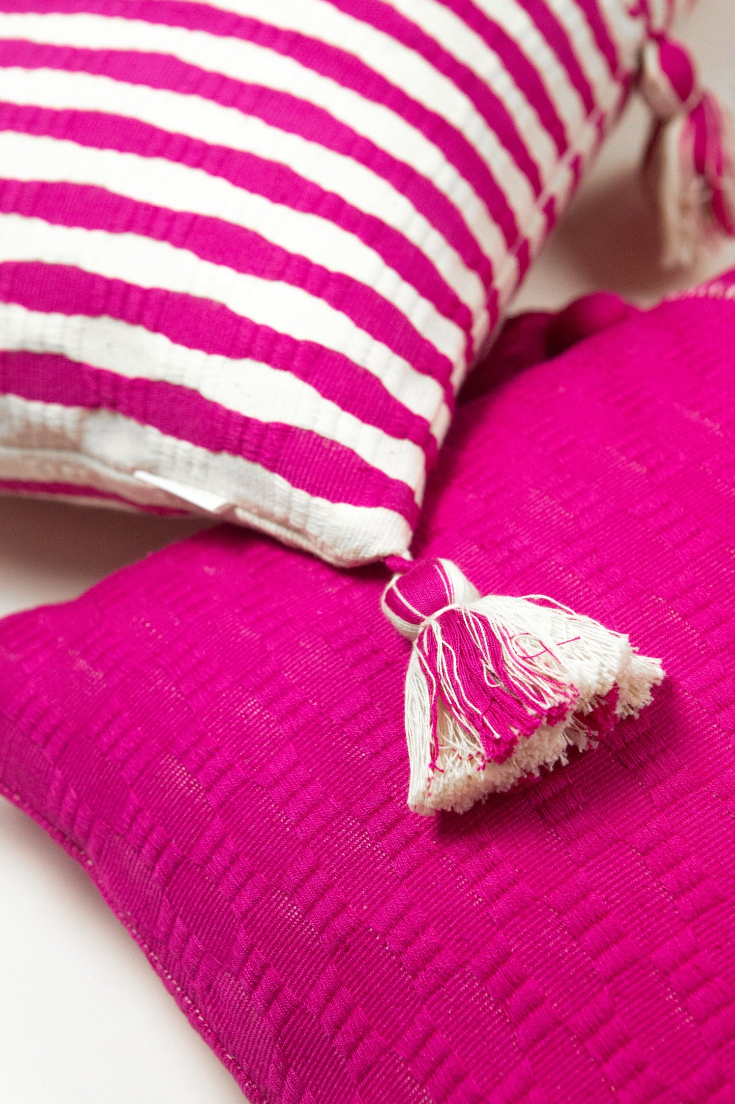 Antigua Pillow - Fuchsia Pink Stripe