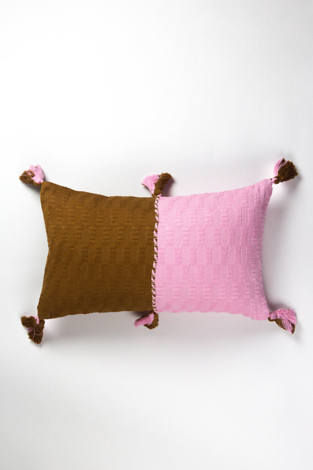 Antigua Pillow - Baby Pink & Umber Colorblocked