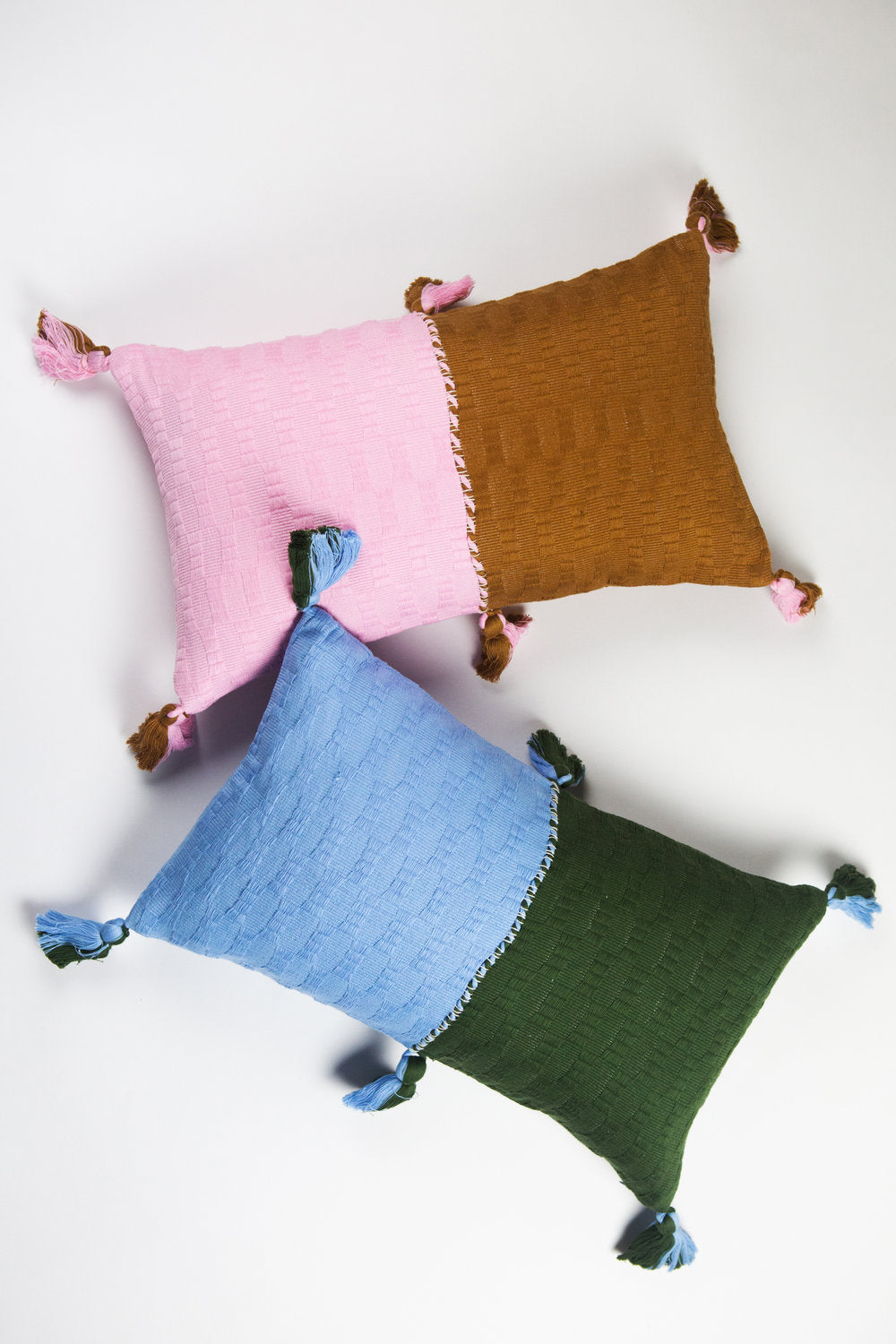 Antigua Pillow - Baby Pink & Umber Colorblocked