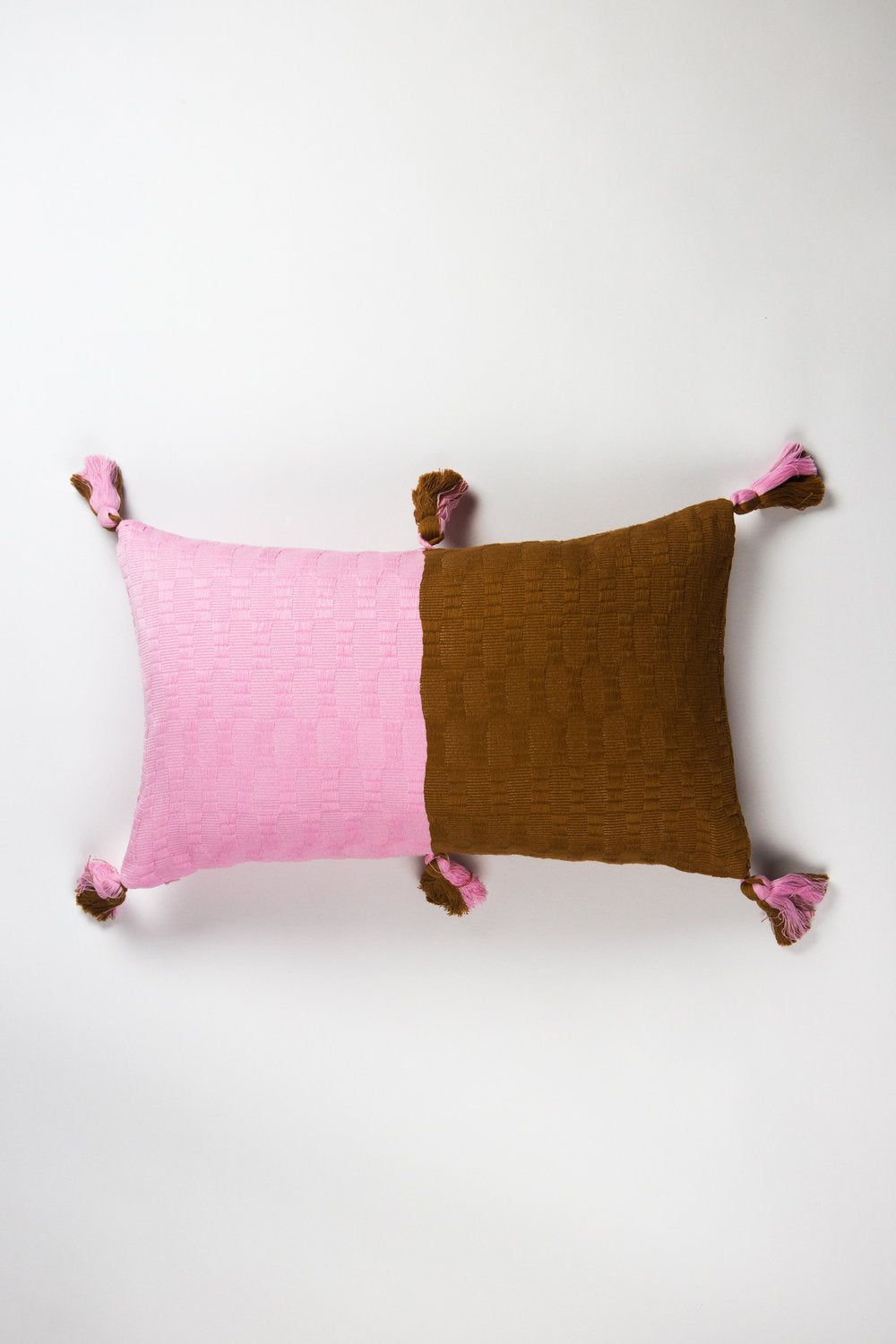 Antigua Pillow - Baby Pink & Umber Colorblocked