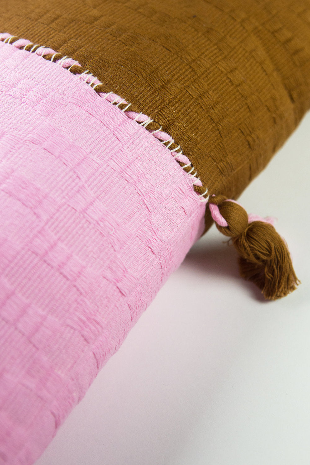 Antigua Pillow - Baby Pink & Umber Colorblocked