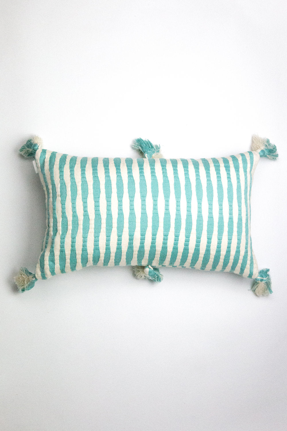 Antigua Pillow - Faded Aqua Striped