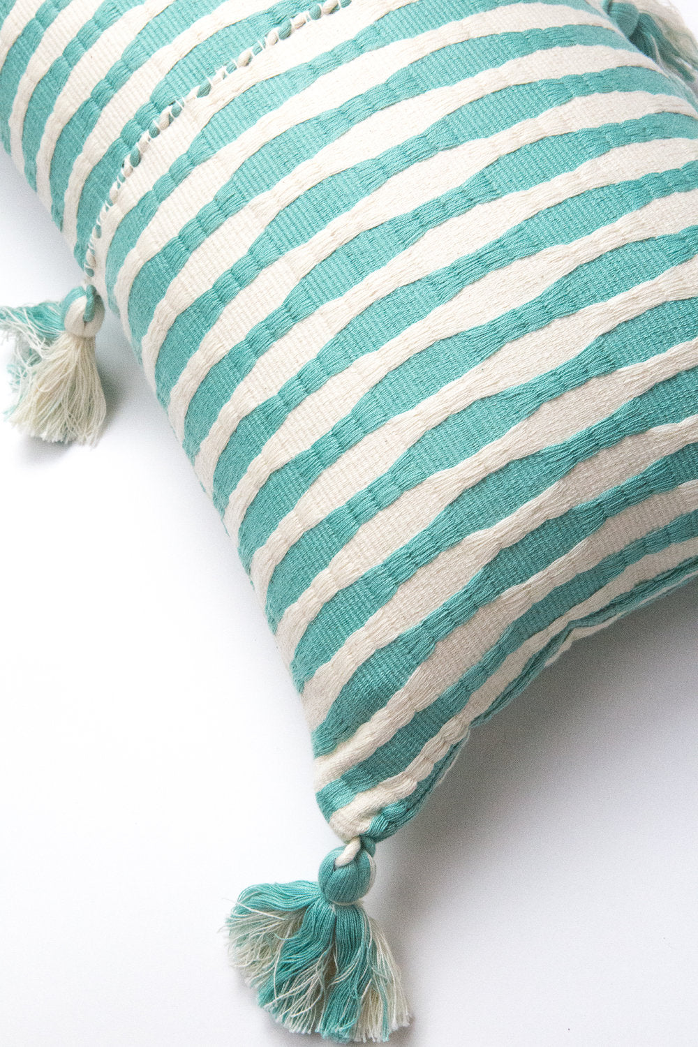 Antigua Pillow - Faded Aqua Striped