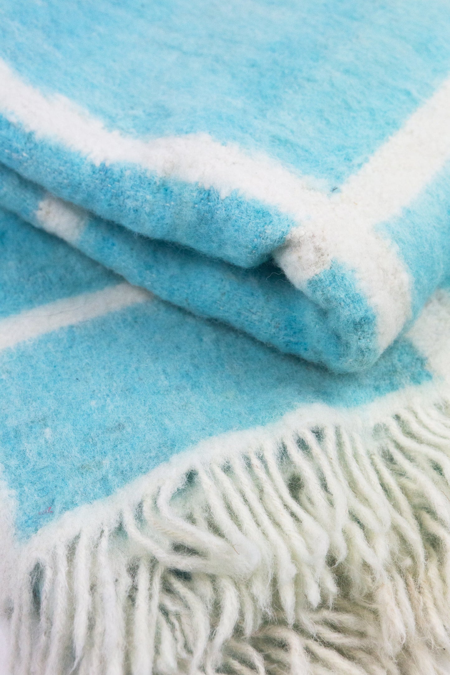 Momos Grid Blanket- Aqua Blue and Natural White