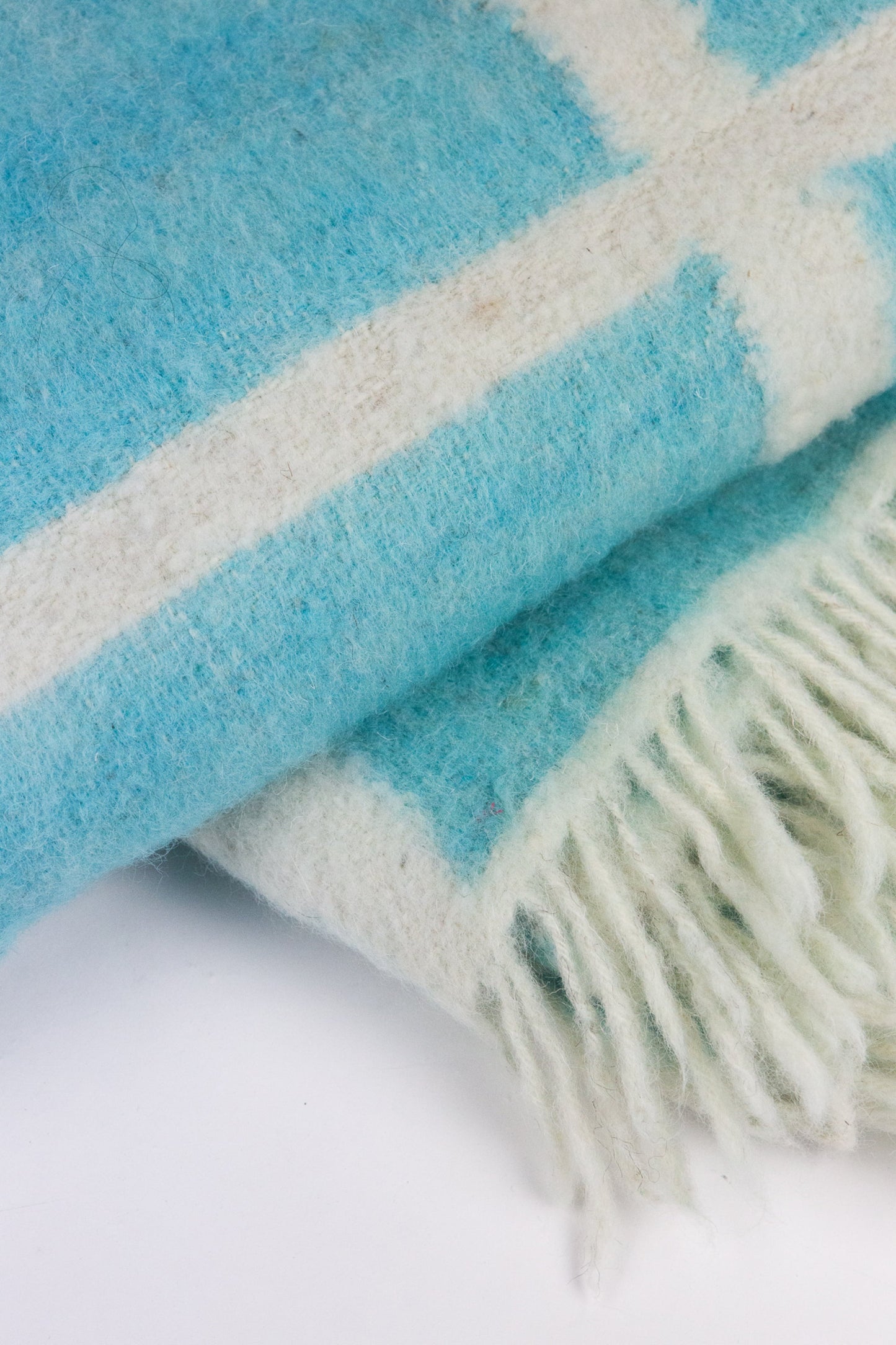 Momos Grid Blanket- Aqua Blue and Natural White