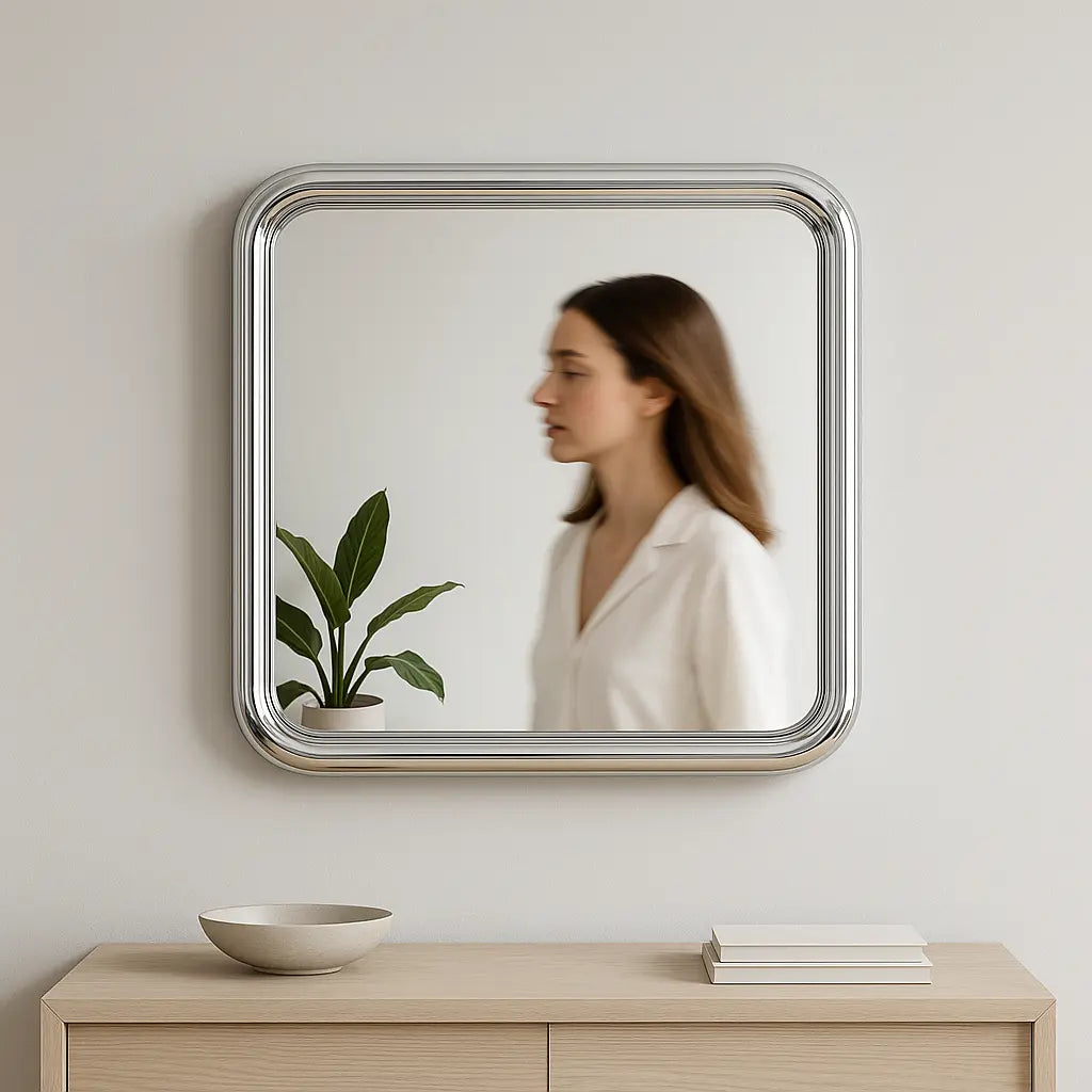 Chrome Bold Square Mirror
