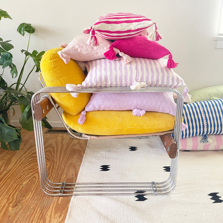 Antigua Pillow - Fuchsia Pink Stripe