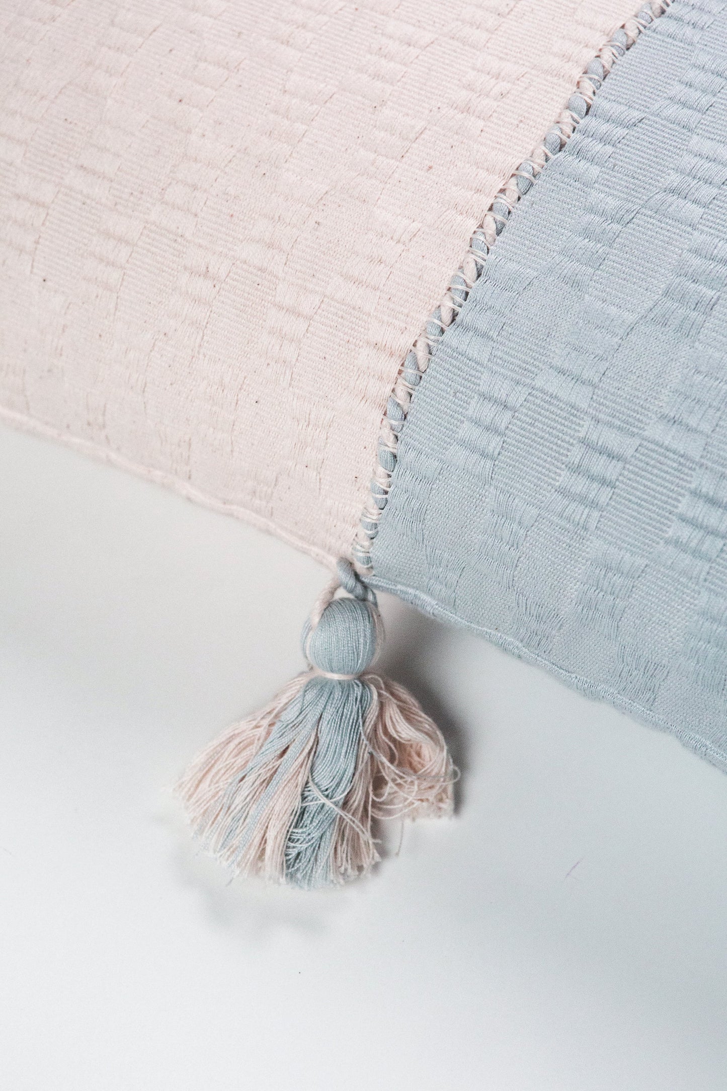 Antigua Pillow - Grey & Natural White Colorblocked