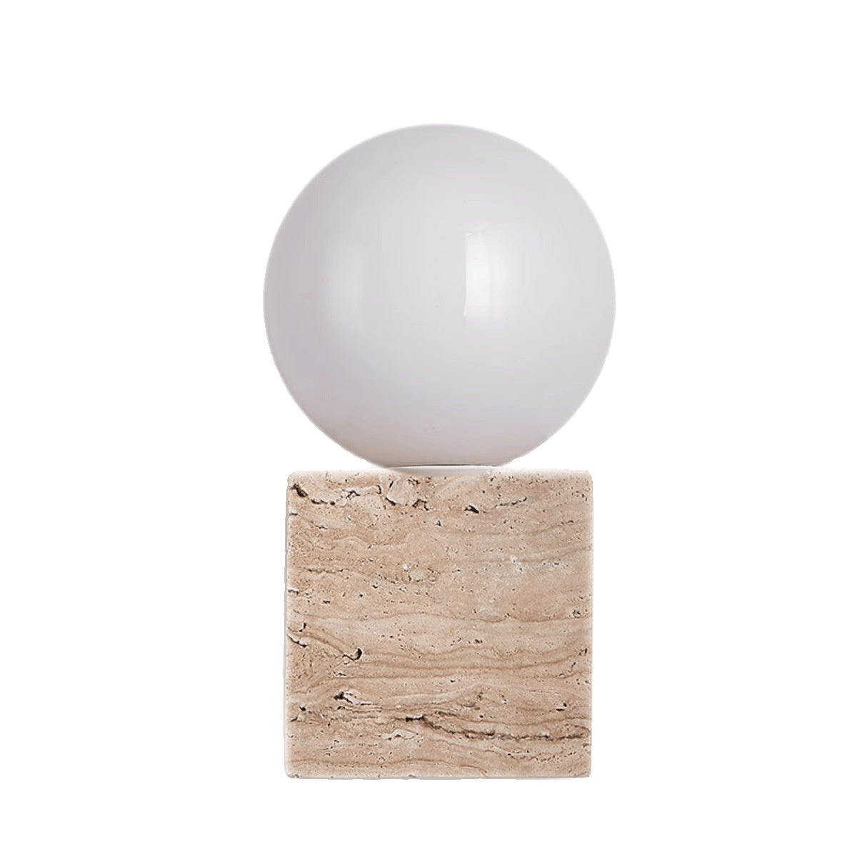 Nogy Modern Minimalist Round Ball Square Stone Glass 1-Light Wall Sconce Lamp