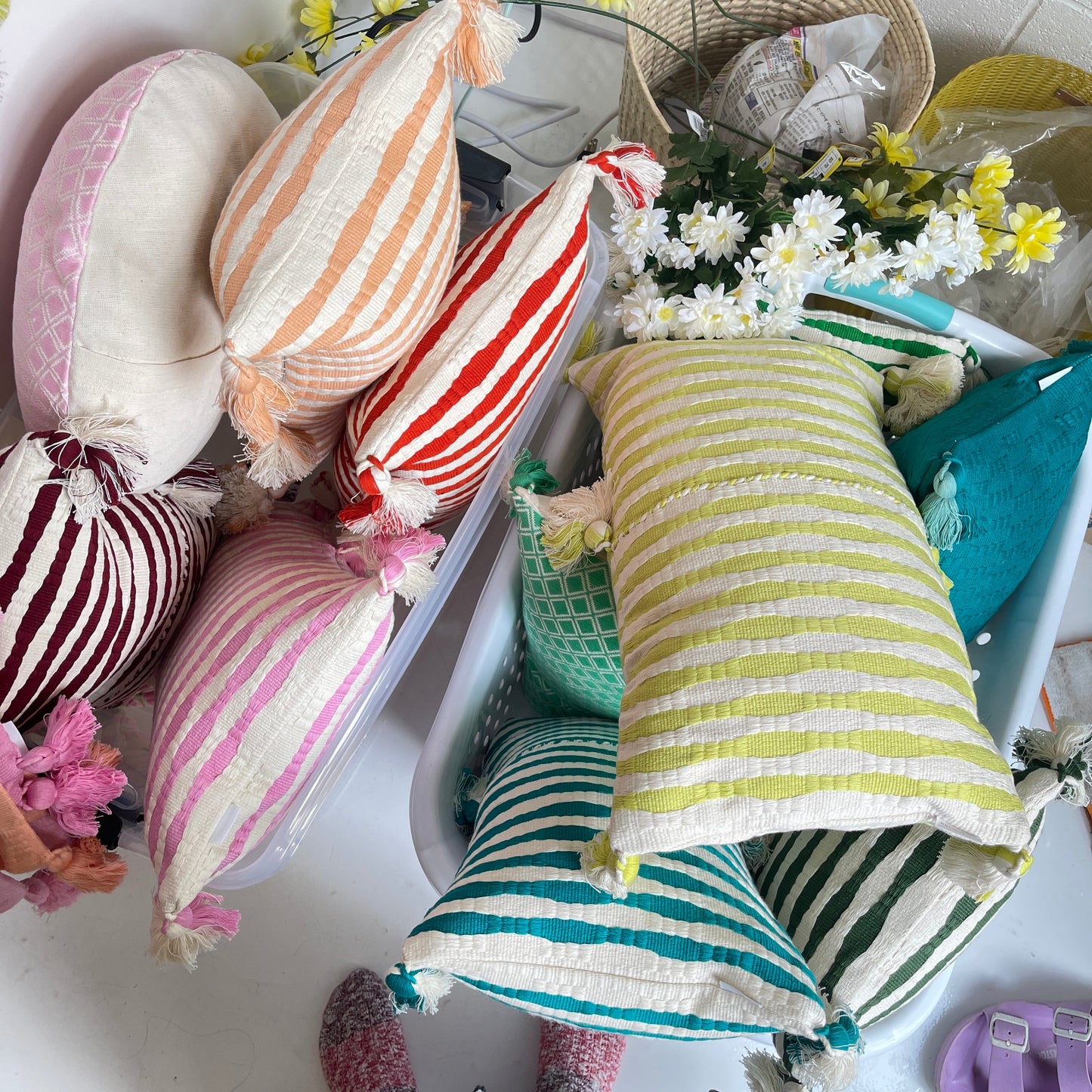 Antigua Pillow - Bubblegum Pink Striped