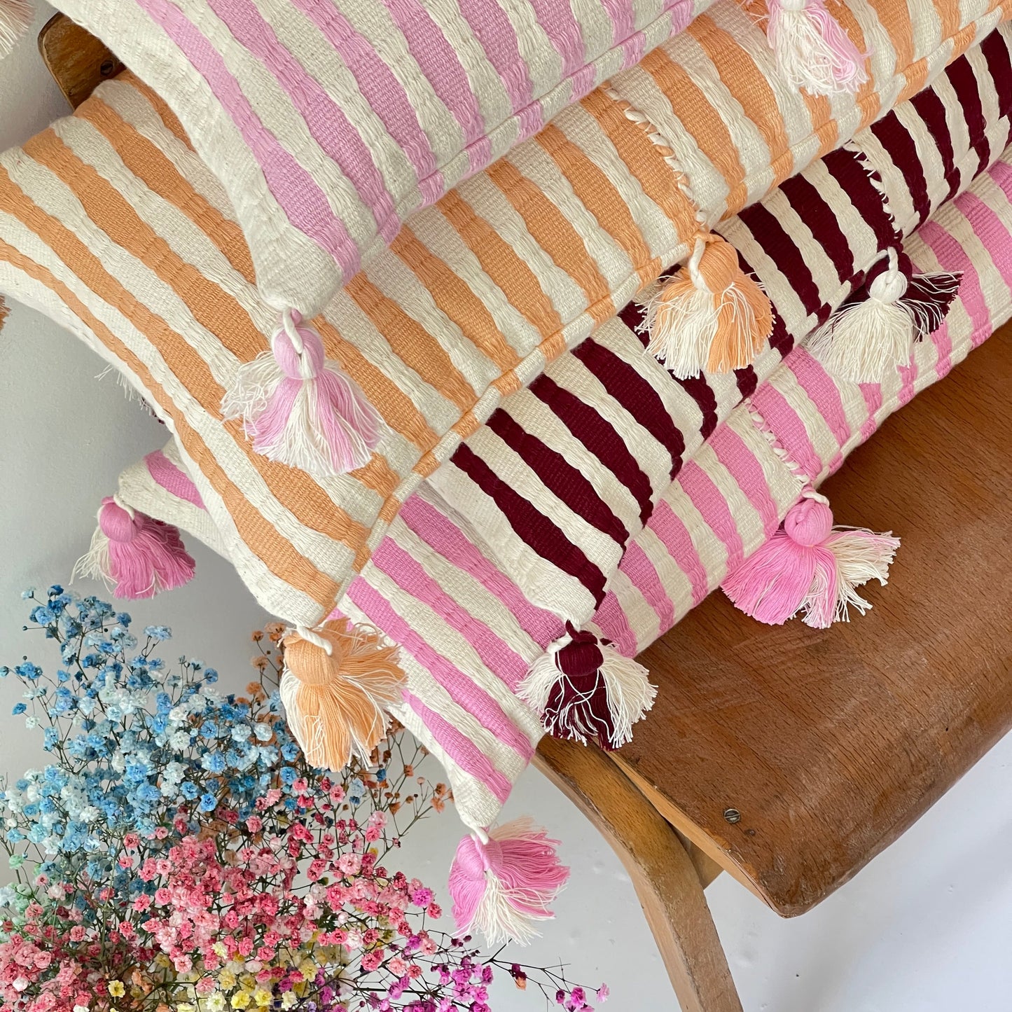 Antigua Pillow - Baby Pink Stripe