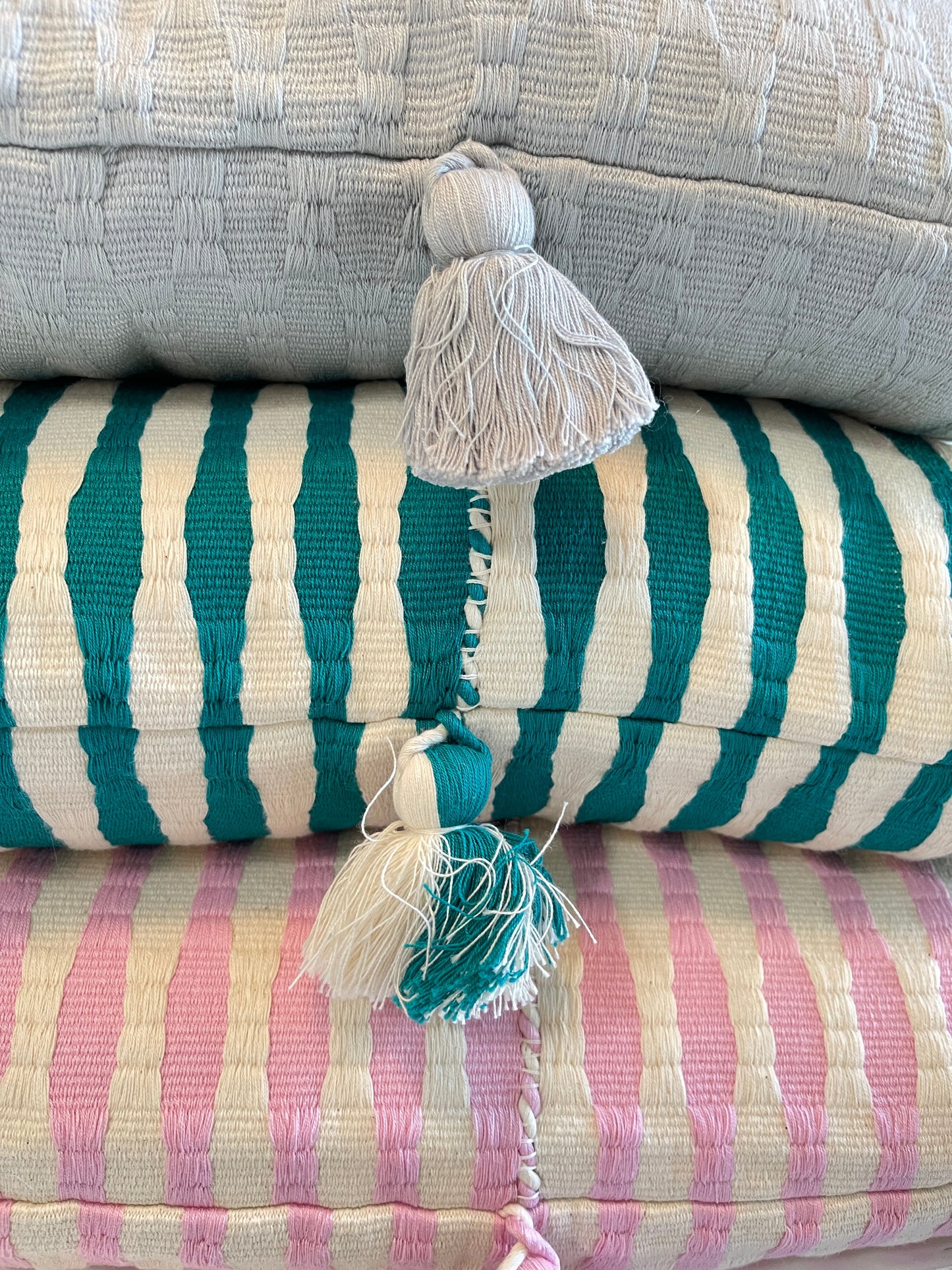 Antigua Pillow - Baby Pink Stripe