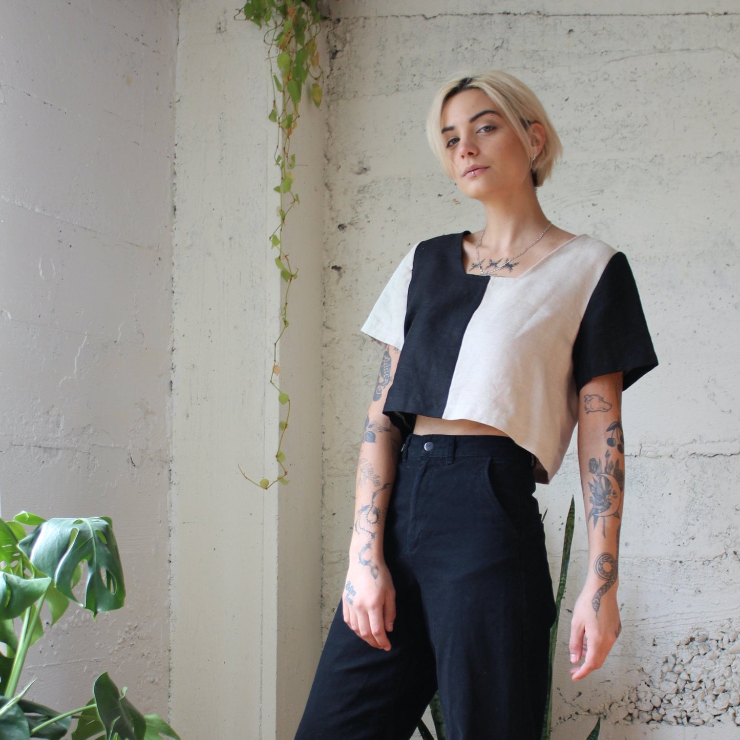Quilted Frankie Top - B/W