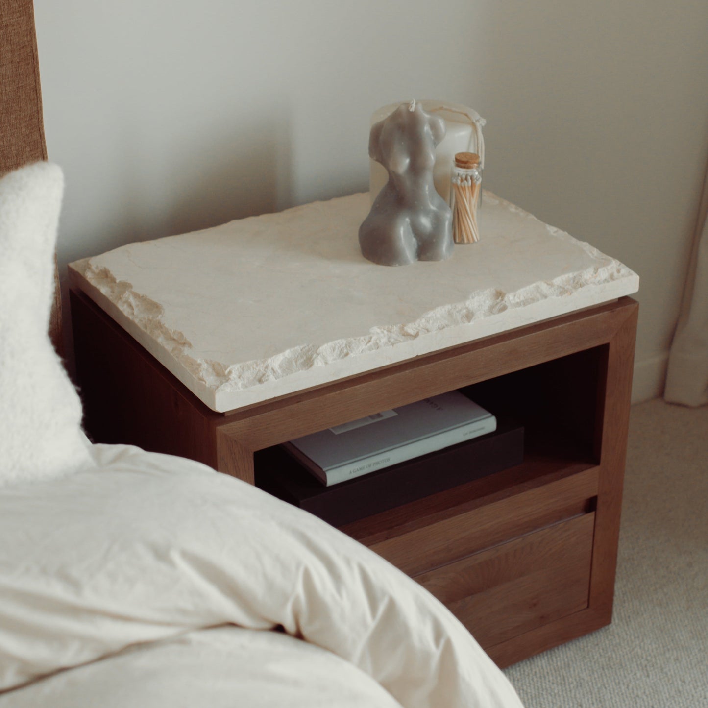 Sofita Marble Nightstand - Mocha