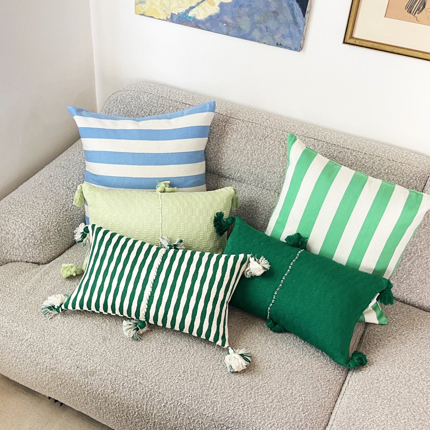 Antigua Pillow - Emerald Stripe