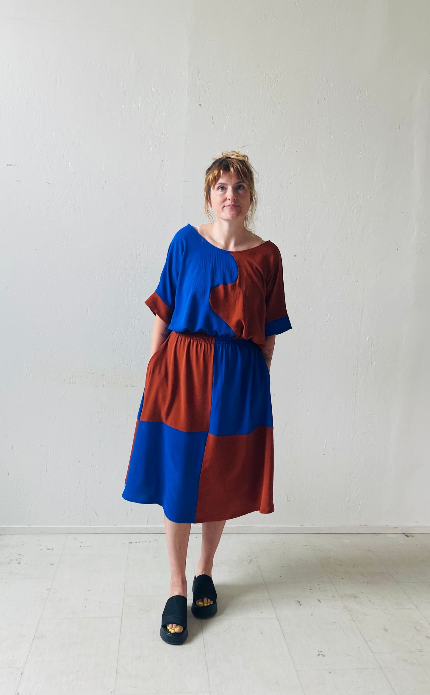 Eva Midi Skirt in Kristina Grid