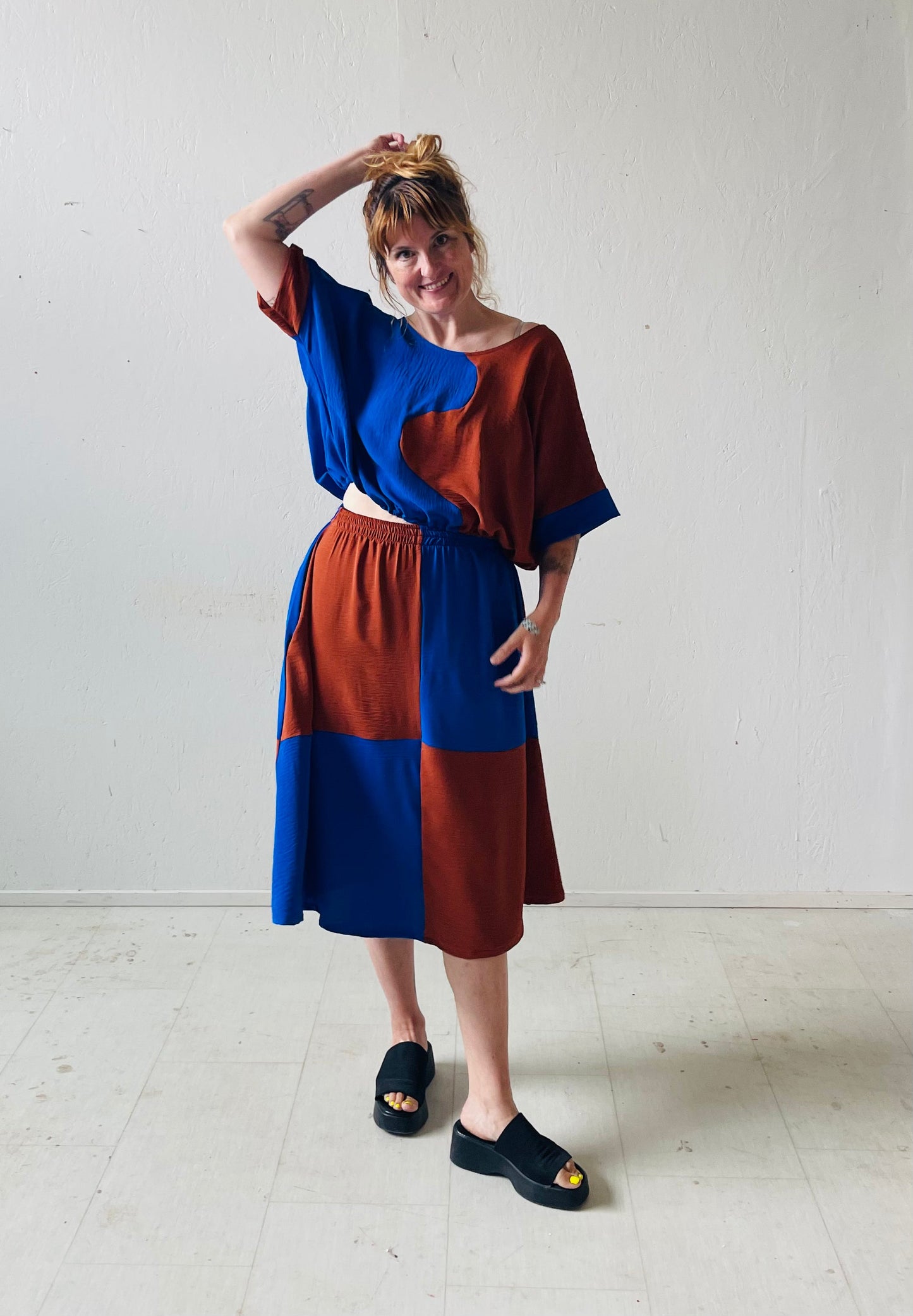 Eva Midi Skirt in Kristina Grid
