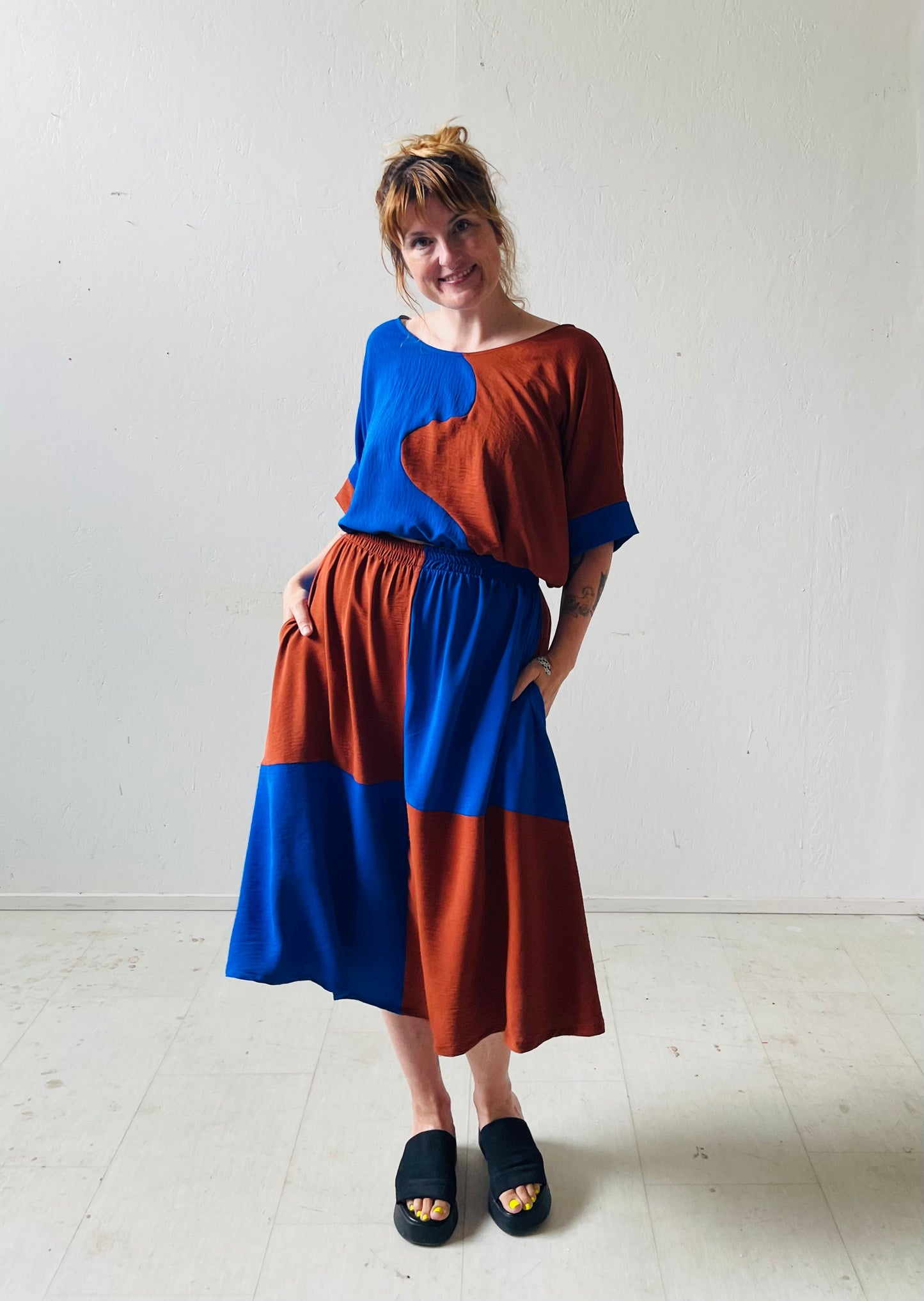 Eva Midi Skirt in Kristina Grid