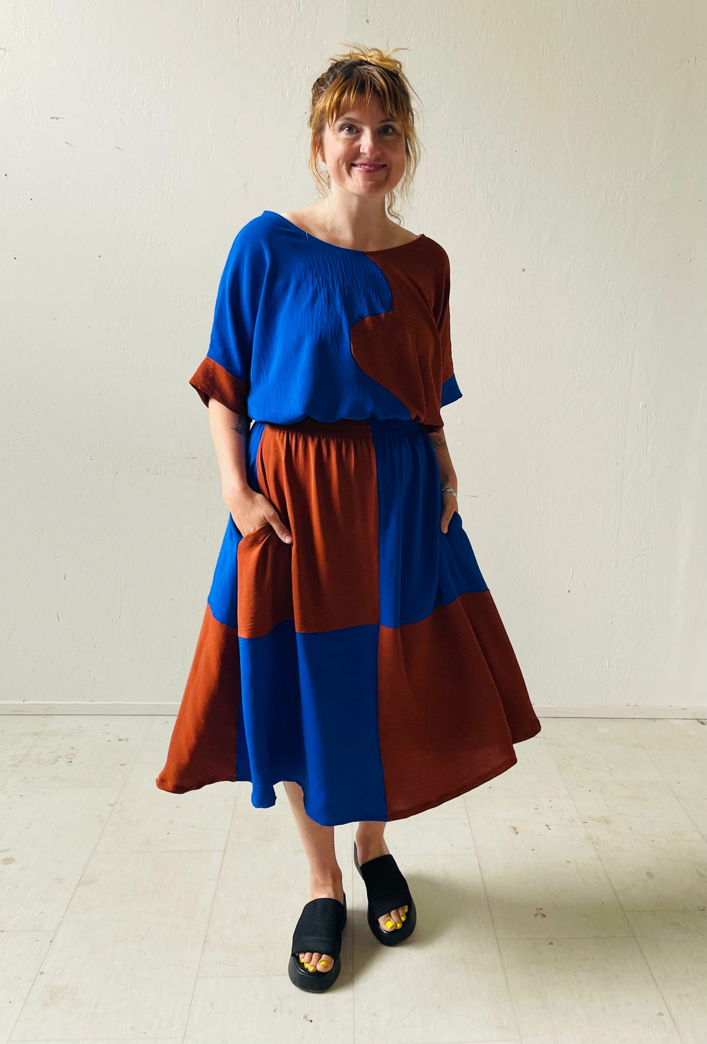 Eva Midi Skirt in Kristina Grid
