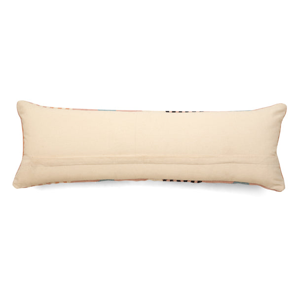 Handmade Circle Geo Lumbar Pillow, Multi Blue - 12x34 inch