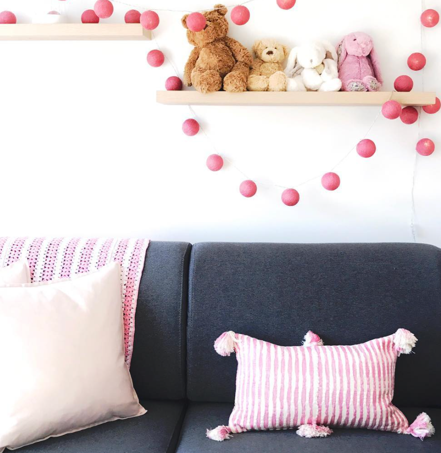 Antigua Pillow- Faded Pink Stripe