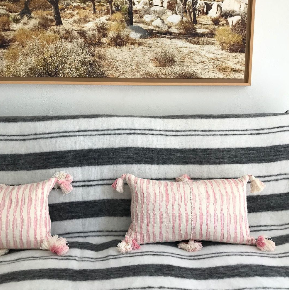 Antigua Pillow- Faded Pink Stripe