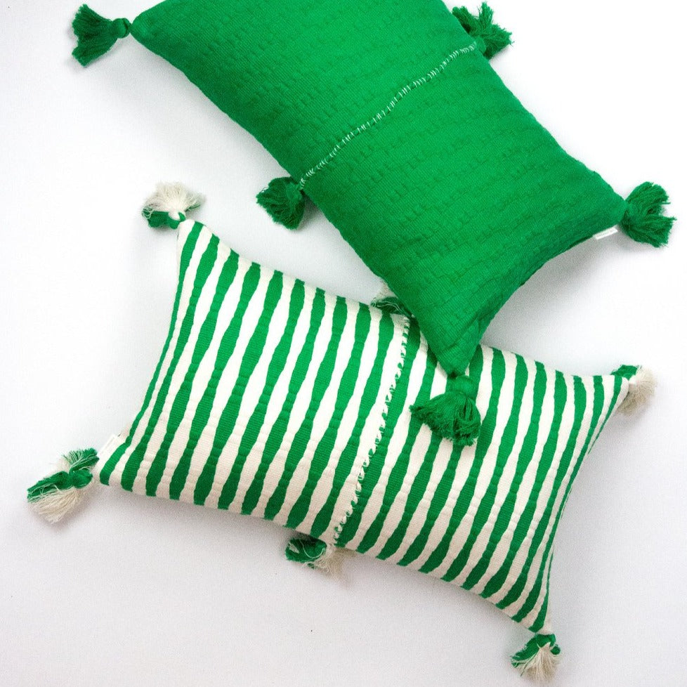 Antigua Pillow - Grass Green Stripe