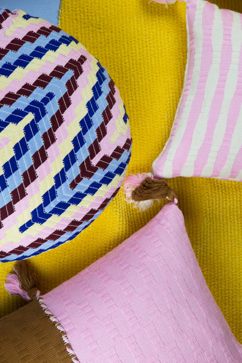 Antigua Pillow - Baby Pink & Umber Colorblocked