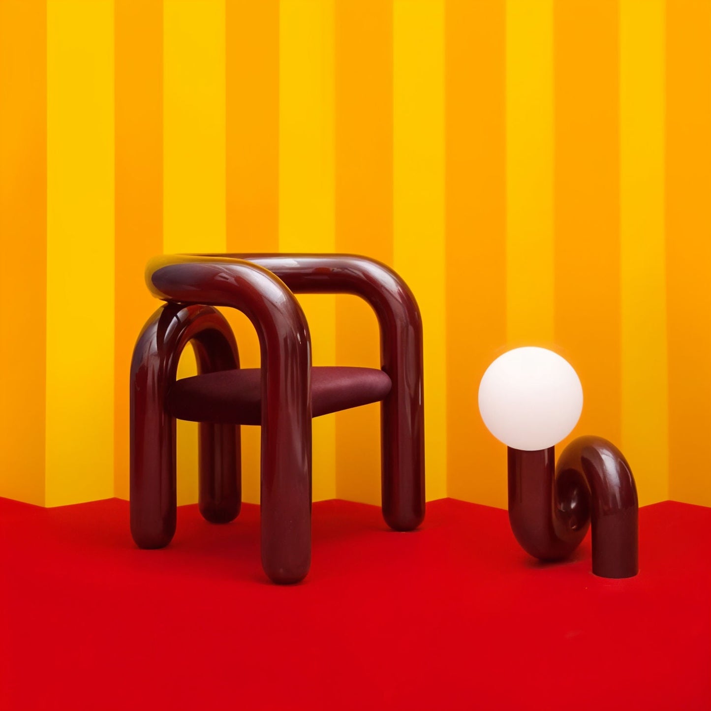 modern glossy chair and lamp