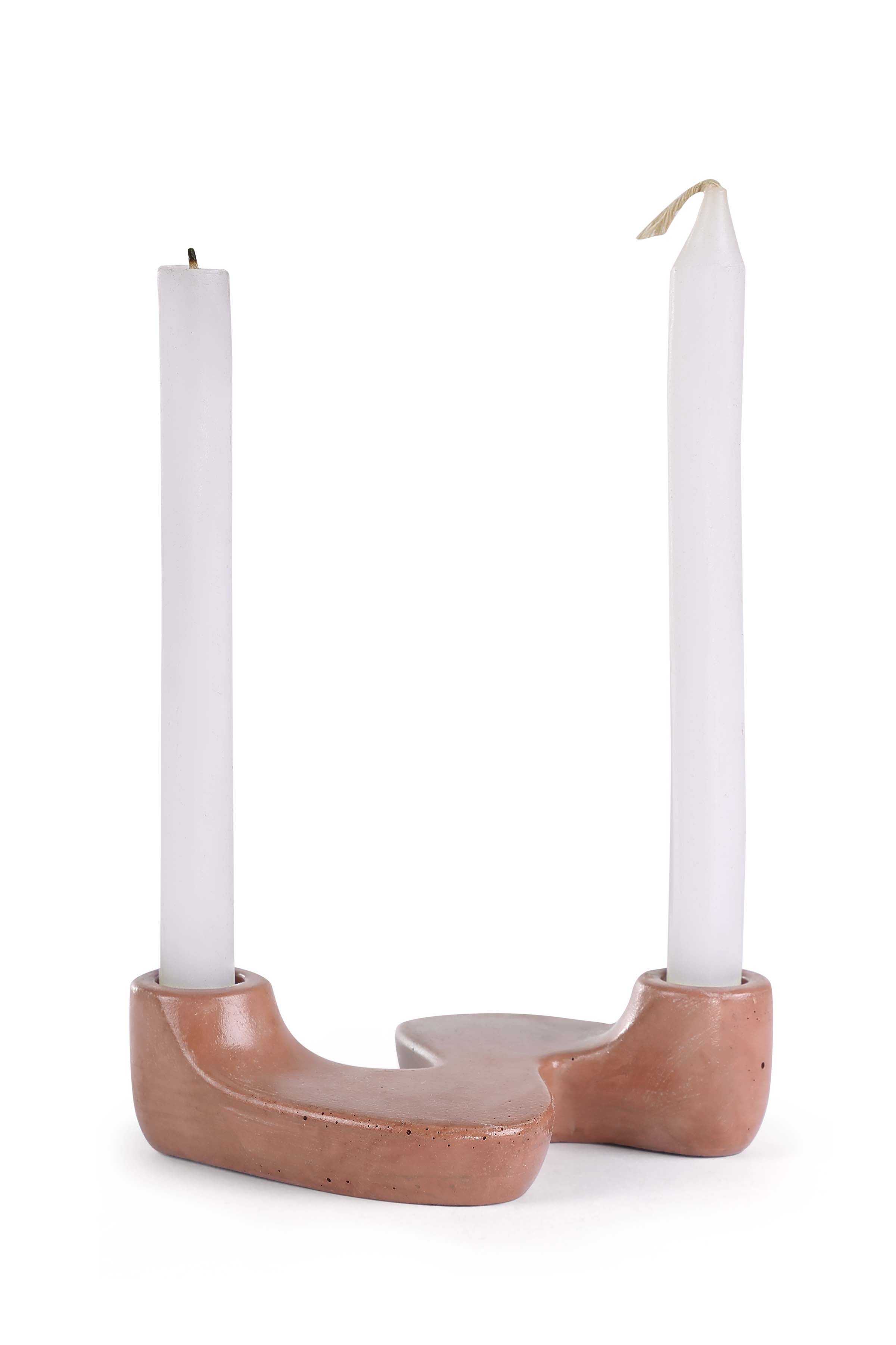 "S" Style Nordic Concrete Candle Holder -Brown (Set of 2) - Arte House