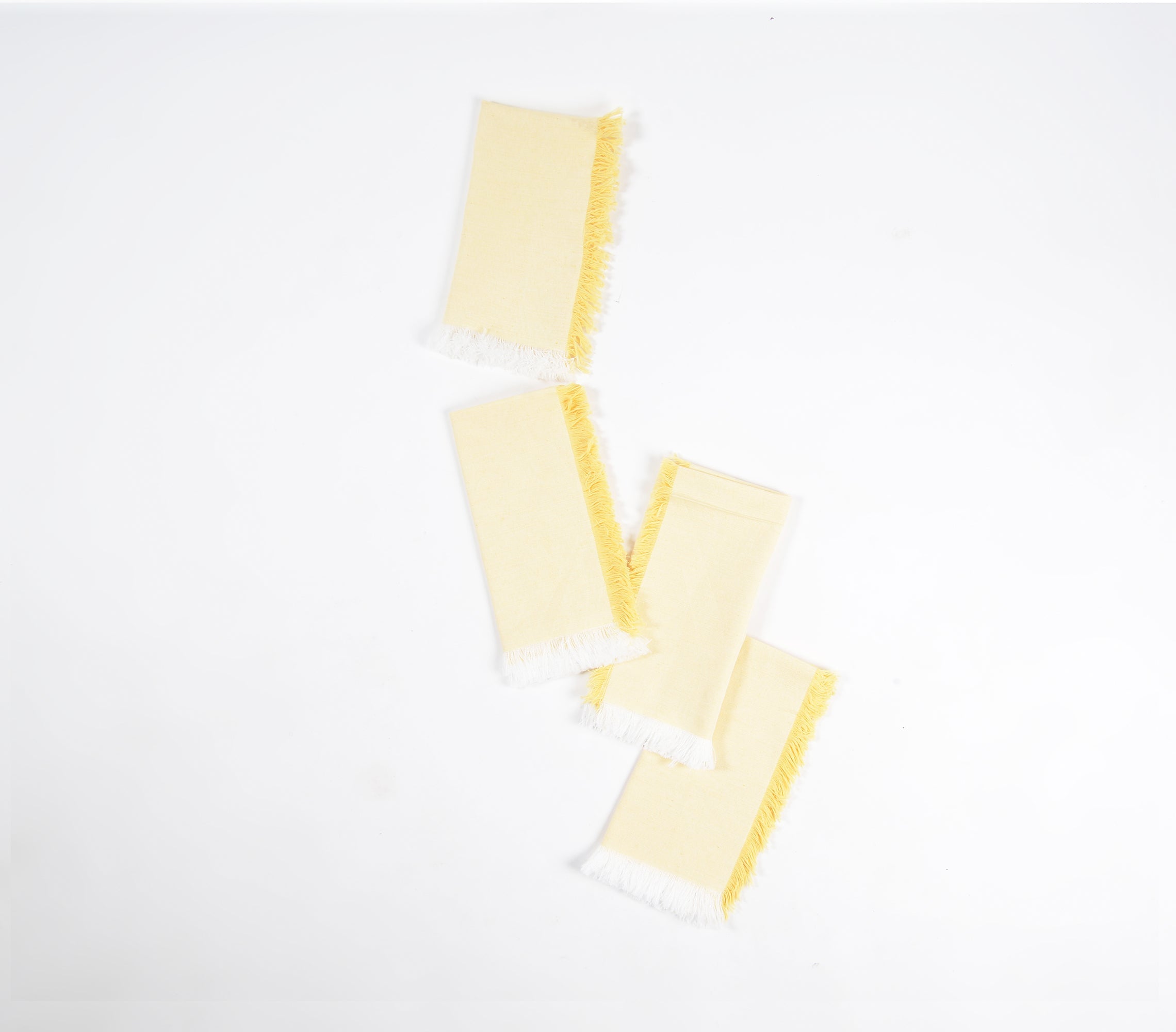 Fringe Borders Yellow Napkins (Set of 4), 18 Inch- 2 SETS - Arte House
