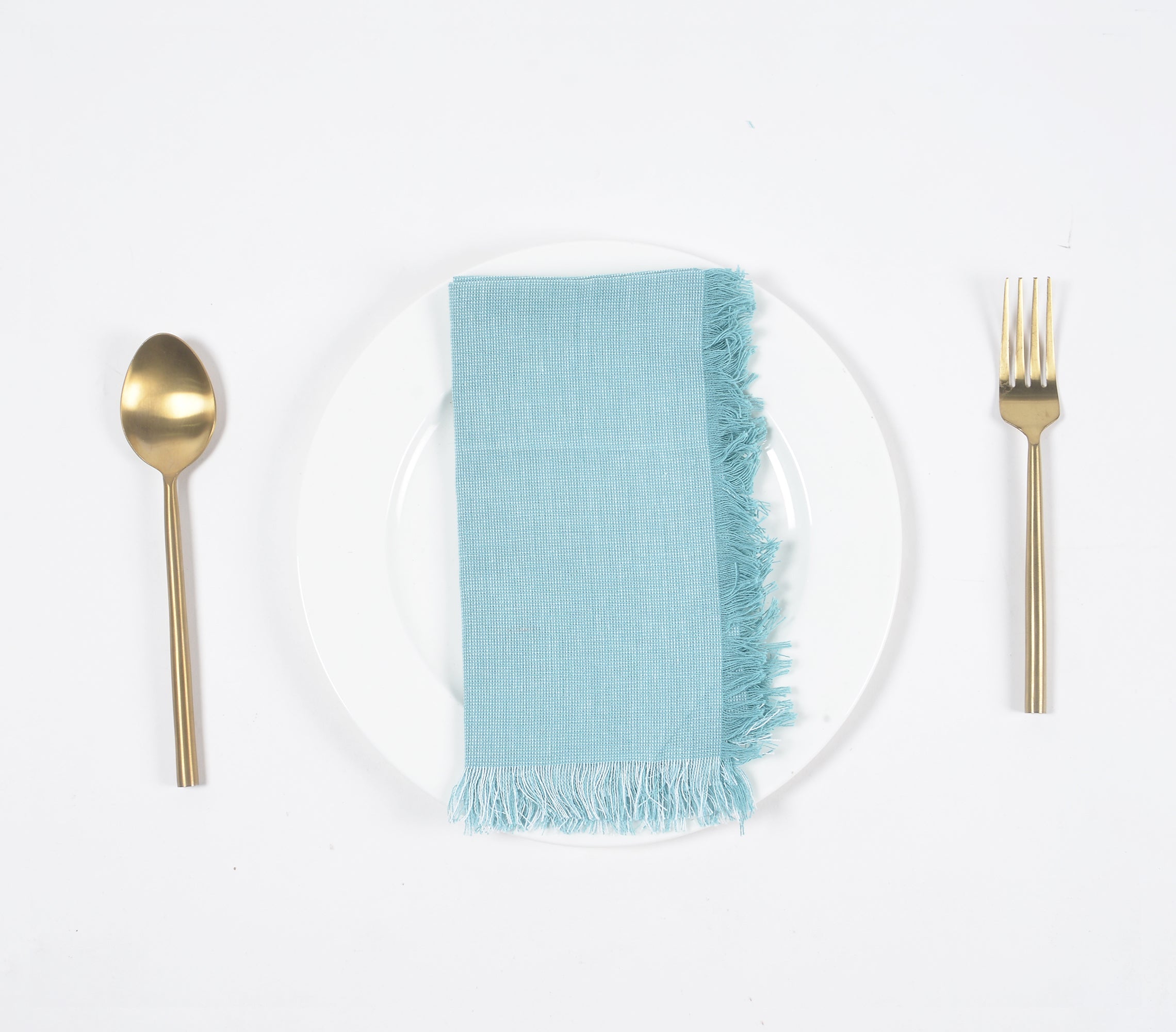 Fringe Borders Blue Napkins (Set of 4), 18 Inch- 2 SETS - Arte House