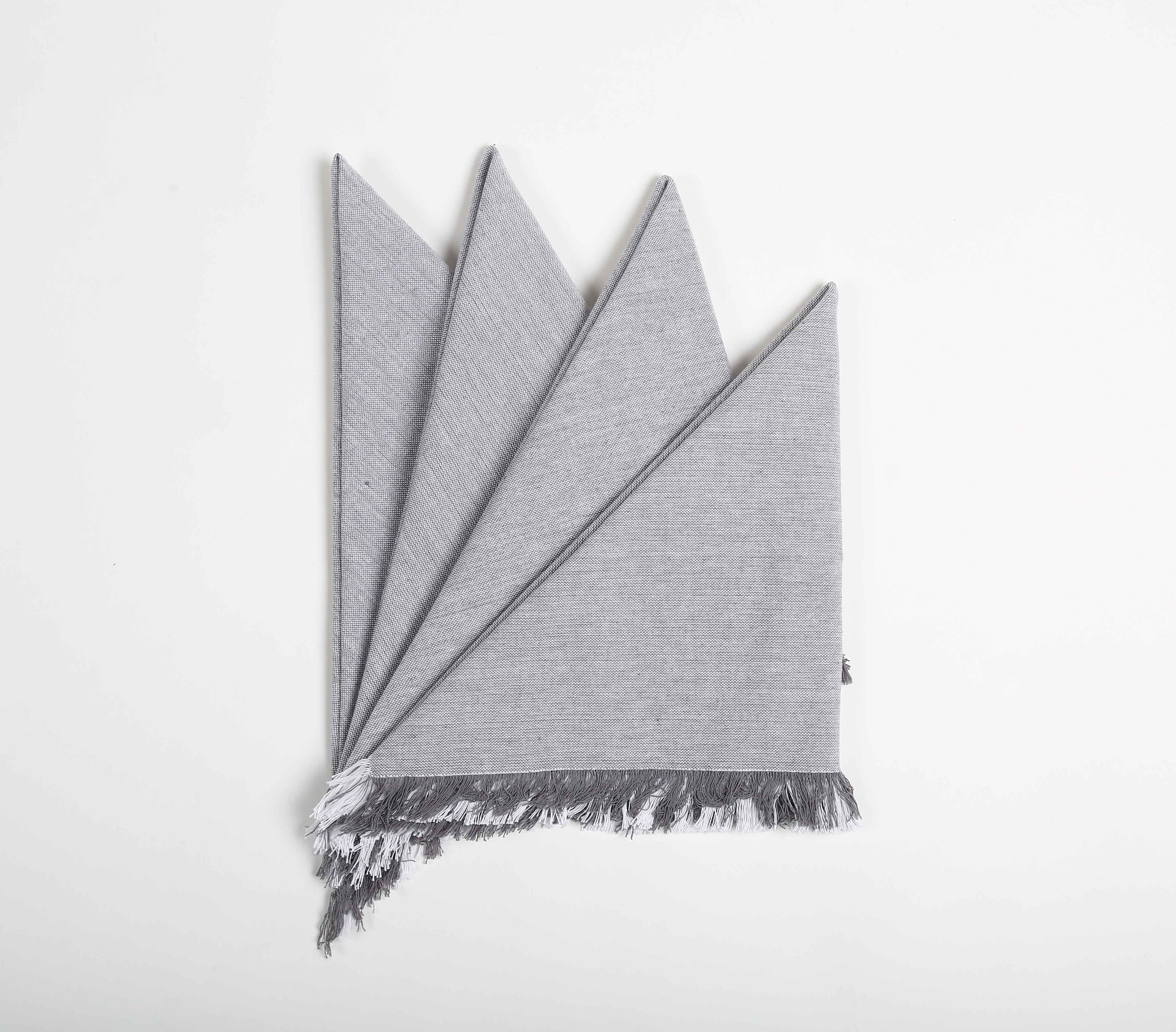 Muted Grey Cotton Table Napkins (Set of 4), 18 Inch- 2 SETS - Arte House