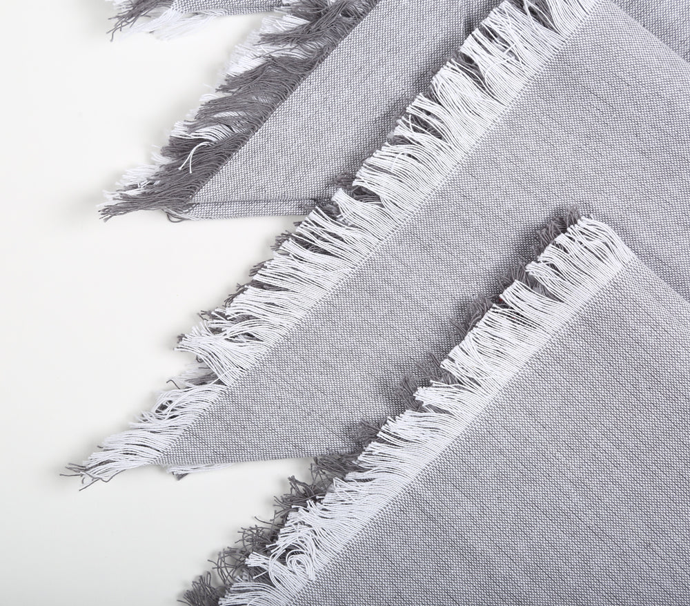 Muted Grey Cotton Table Napkins (Set of 4), 18 Inch- 2 SETS - Arte House