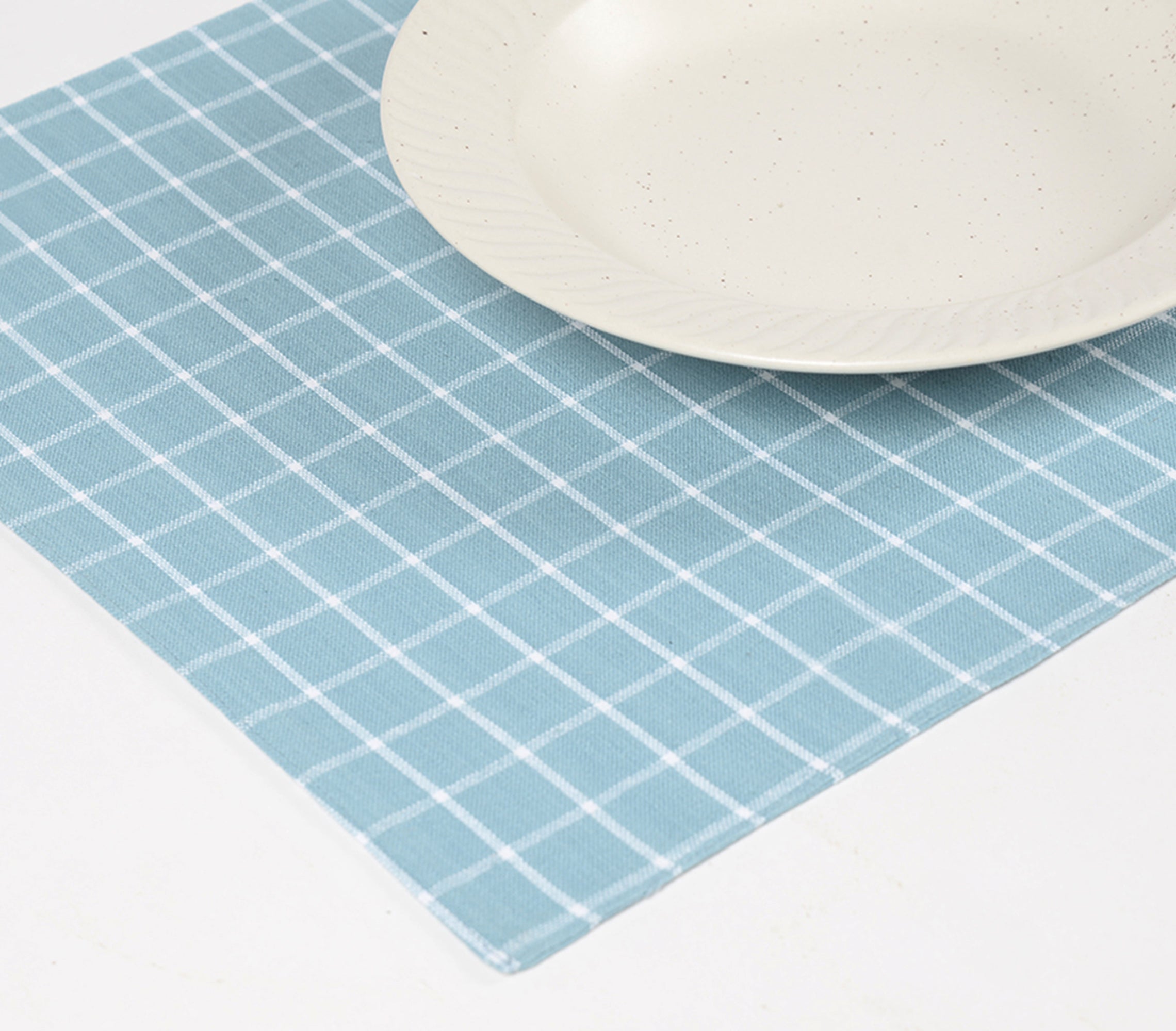 Checkered Sky Cotton Placemats (set of 4), 18.5 X 13 inch- 2 SETS - Arte House